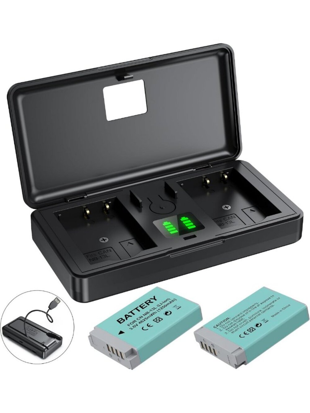 Rechargeable Dual Battery Case with 2-Pack Batteries & Charger Set - Power Up!